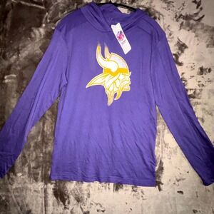 Minnesota Vikings Hooded T-Shirt Men Small Purple Team Apparel Football Team NFL